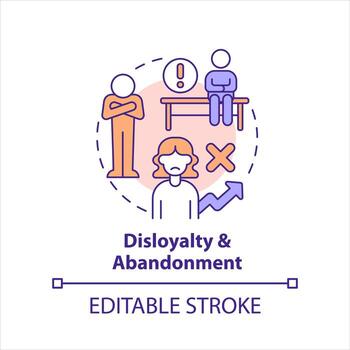 Disloyalty and abandonment concept icon. Hidden barrier. Upper limit problem abstract idea thin line illustration. Isolated outline drawing. Editable stroke vector