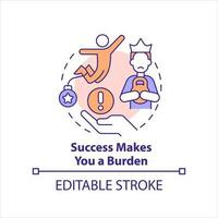 Success makes you burden concept icon. Mental barrier. Hidden personal limit abstract idea thin line illustration. Isolated outline drawing. Editable stroke vector