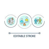 Regional disparities loop concept icon. Social problem. Achieving inclusive growth issue abstract idea thin line illustration. Isolated outline drawing. Editable stroked vector