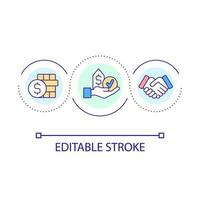 Profitable deal loop concept icon. Business agreement. Strong partnership. Reliable relation abstract idea thin line illustration. Isolated outline drawing. Editable stroked vector