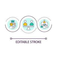 Social inclusion loop concept icon. Workers equality. Fair economy. Sustainable development element abstract idea thin line illustration. Isolated outline drawing. Editable stroked vector