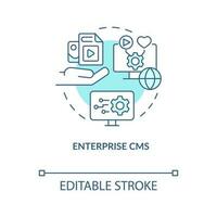 Enterprise CMS turquoise concept icon. Business content management system abstract idea thin line illustration. Isolated outline drawing. Editable stroke vector