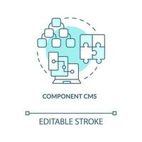 Component CMS turquoise concept icon. Website platform. Publishing content abstract idea thin line illustration. Isolated outline drawing. Editable stroke vector