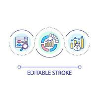 Business analytics loop concept icon. Economic research. Analyzing profit. Explore financial system abstract idea thin line illustration. Isolated outline drawing. Editable stroked vector