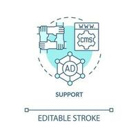 Support turquoise concept icon. Customer service departments. Help forum abstract idea thin line illustration. Isolated outline drawing. Editable stroke vector