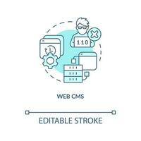 Web content management system turquoise concept icon. Digital marketing abstract idea thin line illustration. Isolated outline drawing. Editable stroke vector