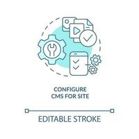 Configure CMS for site turquoise concept icon. Website customization abstract idea thin line illustration. Isolated outline drawing. Editable stroke vector