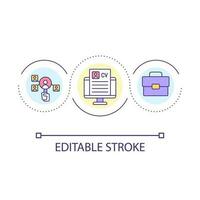 Searching job loop concept icon. HR recruitment. Sending CV. Hiring process. Employment abstract idea thin line illustration. Isolated outline drawing. Editable stroked vector