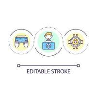 Computer worker loop concept icon. System administrator. Software service. Device adjustment abstract idea thin line illustration. Isolated outline drawing. Editable stroked vector