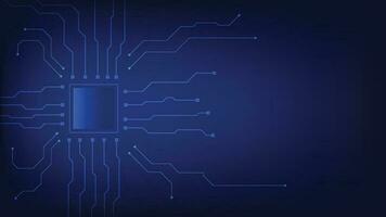 Hi tech digital circuit board. AI pad and electrical lines connected on blue lighting background. futuristic technology design element concept vector