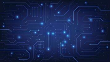 Hi tech digital circuit board. AI pad and electrical lines connected on blue lighting background. futuristic technology design element concept vector