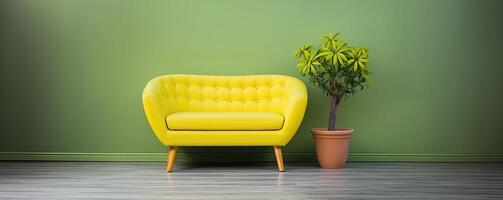 Yellow sofa and plant photo