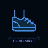 Sneaker pixel perfect glassmorphism ui icon for dark theme. Sport footwear. Color filled line element with transparency. Isolated vector pictogram for night mode. Editable stroked