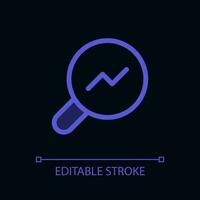 Analytic tool pixel perfect glassmorphism ui icon for dark theme. Data research. Color filled line element with transparency. Isolated vector pictogram for night mode. Editable stroked