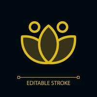 Lotus pixel perfect glassmorphism ui icon for dark theme. Inner calmness. Color filled line element with transparency. Isolated vector pictogram for night mode. Editable stroked