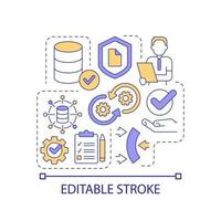 Database management concept icon. Information storage regulation. System analytics. Optimization abstract idea thin line illustration. Isolated outline drawing. Editable stroked vector