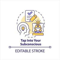 Tap into your subconscious concept icon. Overcoming creative block tip abstract idea thin line illustration. Isolated outline drawing. Editable stroke vector