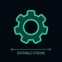 Settings gear pixel perfect glassmorphism ui icon for dark theme. Color filled line element with transparency. Isolated vector pictogram for night mode. Editable stroked