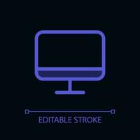 TV display pixel perfect glassmorphism ui icon for dark theme. Television. Color filled line element with transparency. Isolated vector pictogram for night mode. Editable stroked