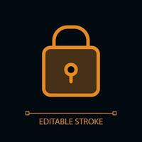 Padlock pixel perfect glassmorphism ui icon for dark theme. Protection. Color filled line element with transparency. Isolated vector pictogram for night mode. Editable stroked
