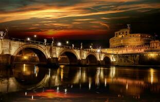puente de noche foto