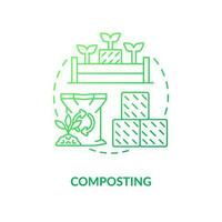 Composting green gradient concept icon. Organic waste. Regenerative agriculture techniques abstract idea thin line illustration. Isolated outline drawing vector