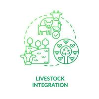 Livestock integration green gradient concept icon. Ecosystem. Principle of regenerative farming abstract idea thin line illustration. Isolated outline drawing vector