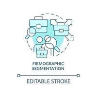 Firmographic segmentation blue concept icons set. Market segmentation type abstract idea thin line illustration. Isolated outline drawing. Editable stroke vector