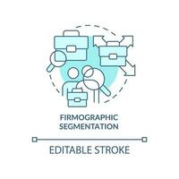 firmográfico segmentación azul concepto íconos colocar. mercado segmentación tipo resumen idea Delgado línea ilustración. aislado contorno dibujo. editable carrera vector