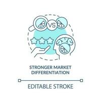 Stronger market differentiation blue concept icon. Market segmentation benefit abstract idea thin line illustration. Isolated outline drawing. Editable stroke vector