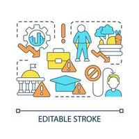 Achieving inclusive growth issues concept icon. Global goals. Social problems. Sustainable development abstract idea thin line illustration. Isolated outline drawing. Editable stroked vector