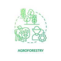 Agroforestry green gradient concept icon. Forest system. Regenerative agriculture techniques abstract idea thin line illustration. Isolated outline drawing vector