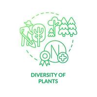 Diversity of plants green gradient concept icon. Different trees. Principle of regenerative farming abstract idea thin line illustration. Isolated outline drawing vector