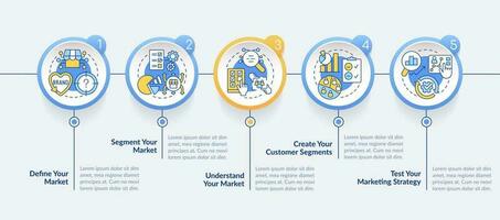 Get started with segmentation circle infographic template. Data visualization with 5 steps. Editable timeline info chart. Workflow layout with line icons vector