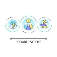 Benefiting people on lower incomes loop concept icon. Fair economy. Inclusive growth component abstract idea thin line illustration. Isolated outline drawing. Editable stroked vector