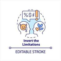 Invert limitations concept icon. Mental model. Overcoming personal growth barrier tip abstract idea thin line illustration. Isolated outline drawing. Editable stroke vector