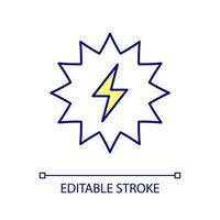 High voltage caution RGB color icon. Electrical shock risk. Warning for equipment users. Accident prevention. Isolated vector illustration. Simple filled line drawing. Editable stroked