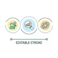 agricultura ingresos lazo concepto icono. rentable agricultura. negocio ajustamiento investigación. crecer ingresos resumen idea Delgado línea ilustración. aislado contorno dibujo. editable acariciado vector