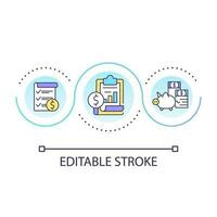 Analytics of financial assets loop concept icon. Effective money management. Corporate profit growth abstract idea thin line illustration. Isolated outline drawing. Editable stroked vector