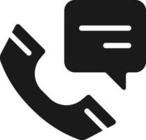 Cell phone with speech bubble black glyph icon. Handset with chat balloon. Technology of communication. Silhouette symbol on white space. Solid pictogram. Vector isolated illustration