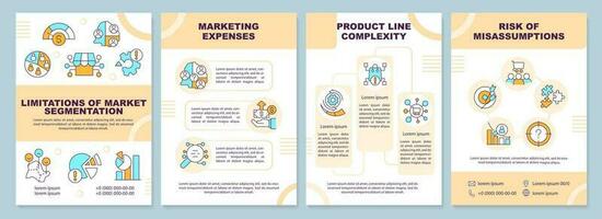 Limitations of market segmentation brochure template. Leaflet design with linear icons. Editable 4 vector layouts for presentation, annual reports