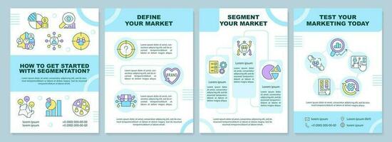 Get started with segmentation brochure template. Leaflet design with linear icons. Editable 4 vector layouts for presentation, annual reports