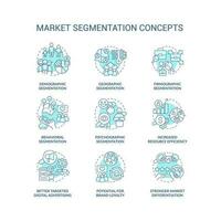 Market segmentation blue concept icons set. Divide in groups. Target audience idea thin line color illustrations. Isolated symbols. Editable stroke vector