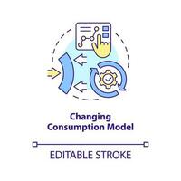 Changing consumption model concept icon. Optimize customers interaction. Business abstract idea thin line illustration. Isolated outline drawing. Editable stroke vector