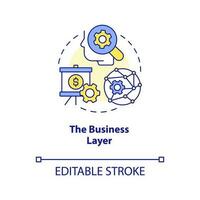 Business layer concept icon. IoT technology. Systems integration. Transformation abstract idea thin line illustration. Isolated outline drawing. Editable stroke vector