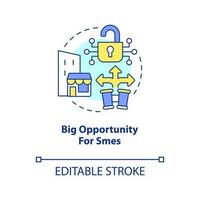 Big opportunity for smes concept icon. Effective business strategy. IoT benefits abstract idea thin line illustration. Isolated outline drawing. Editable stroke vector