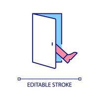 Foot in door technique RGB color icon. Compliance tactic. Psychological trick. Motivate completing requests. Isolated vector illustration. Simple filled line drawing. Editable stroked