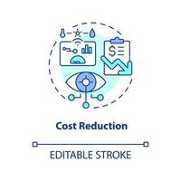 Cost reduction concept icon. IoT in business benefit. Optimize working process abstract idea thin line illustration. Isolated outline drawing. Editable stroke vector