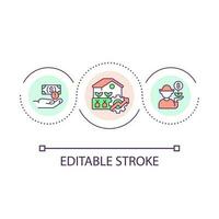 agricultura inversión lazo concepto icono. carencia de dinero. involucrar fondos para negocio. crecer granja ingresos resumen idea Delgado línea ilustración. aislado contorno dibujo. editable acariciado vector