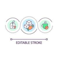 comida inflación lazo concepto icono. café, azúcar precio elevar. producto costos crecimiento. económico retos resumen idea Delgado línea ilustración. aislado contorno dibujo. editable acariciado vector